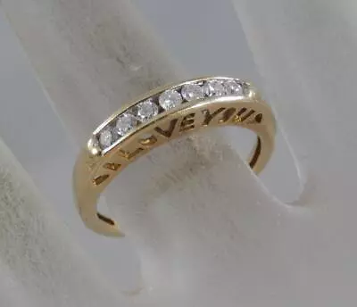 Solid 10 Karat Yellow Gold Diamond I LOVE YOU Heart Band Ring Sz 7 10K F2318 • $234.99