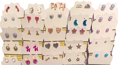 $2.99 • Buy Hypoallergenic Stud Earrings Fun Gifts Heart, Stars, Moons, Balloon Dog Rainbows