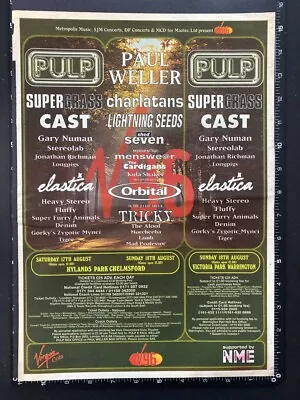 £11.99 • Buy V FESTIVAL - PULP SUPERGRASS 1996 15X11  Press Advert Poster L240