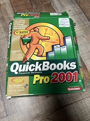 $40 • Buy Quickbooks Pro 2001 FINANCIAL Software Small Business Payroll INTUIT - 1 User