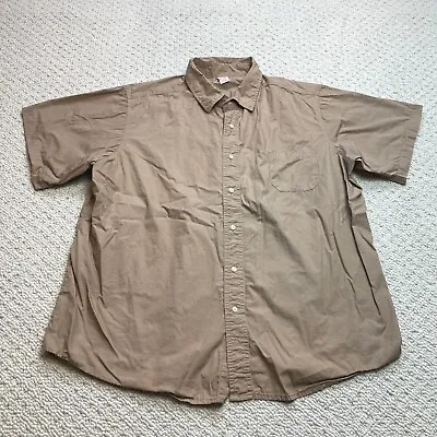 Open Trails Shirt Mens 3XL Brown Short Sleeve Button Up Outdoor Pocket Cotton • $11.99