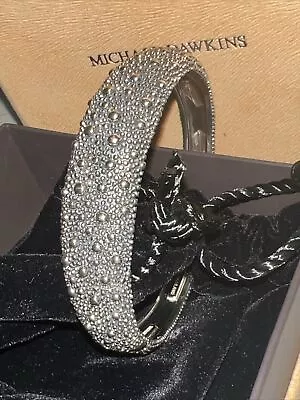 MICHAEL DAWKINS Starry Night Sterling Silver Hinged Cuff Bracelet 46g 925 • $109.99
