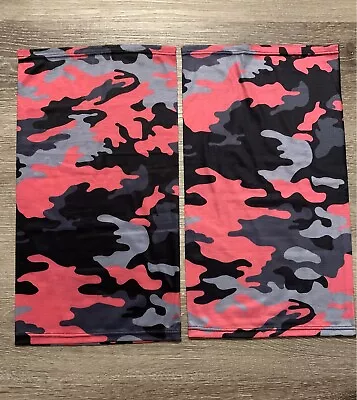 2 Pack Multi-Use Face Mask Tube Scarf Head Neck Gaiter Pink Black Gray Camo • $11.59