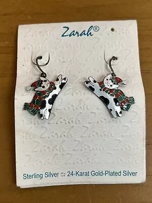 Zarah Sterling Silver Cat Christmas Scarf & Hat Earrings Fishhook Set • $27.99