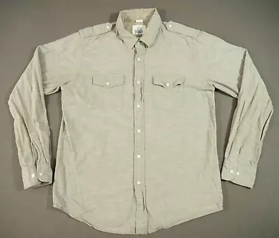 $13.99 • Buy BD Baggies Foundry Shirt Mens Large Beige Chambray Long Sleeve Pockets Safari