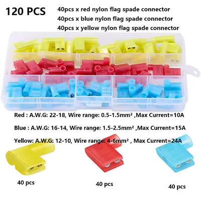 90° Degree Insulated Flag Terminal Connectors Crimp On Right Angle 22-10 • $8.99