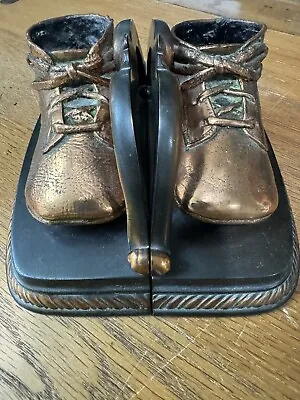 Bronzed Baby Booties Shoe Bookends Vintage Nursery Decor • $49.99