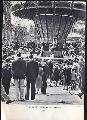 Fairground ROUNDABOUT. Original 1940s Magazine Photo Image. Free UK P&p • £4.50