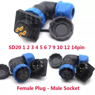 SD20 1-14pin Panel Mount Reverse Waterproof IP68 Bulkhead Aviation Connector • $4.90