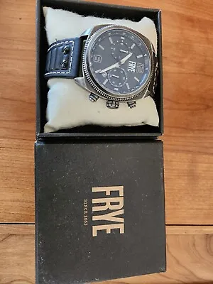 Frye Men's Moto Engineer Chronograph Black Leather Strap 48mm Watch 37FR00008-02 • $100