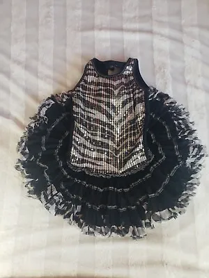 Ooh La La Couture Girl TUTU Tulle Circle Dress Black Sleeveless Silver Sequin 3T • $14.83