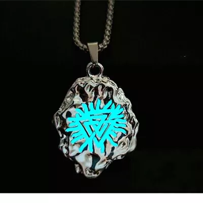 Men Vintage Sky Blue Luminous Pendant Necklace Stainless Steel Chains For Women • $0.15