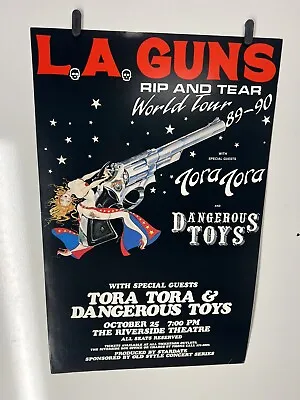 Original 1989 LA Guns Tora Tora Dangerous Toys Alpine Valley Concert Poster • $150
