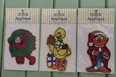 3 Sesame Street Embroidered Applique Patches Christmas Theme Elmo BigBird Ernie • $14.99