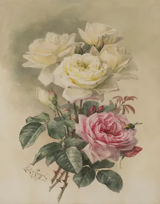 Paul De Longpre Bride Roses Canvas Print 16 X 20 • $39.99