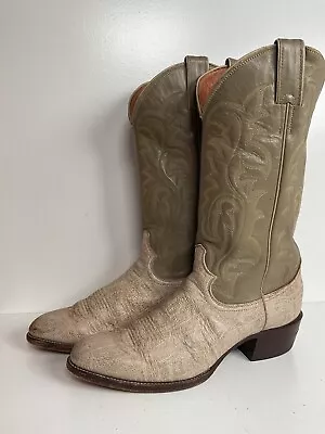 Vintage Justin Old White Label Cowboy Boots 9.5 D Antelope • $199.99