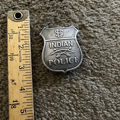 US Indian Police Badge Silver Pin Back Remake • $29