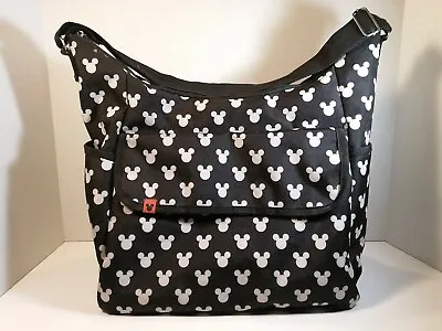 Disney Mickey Mouse Head Silhouette Black White Polka Dot Diaper Baby Bag READ* • $13.99