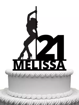 Personalised Pole Dancer Lap Dancing Gloss Acrylic Cake Topper Any Name Any Age • £9.99