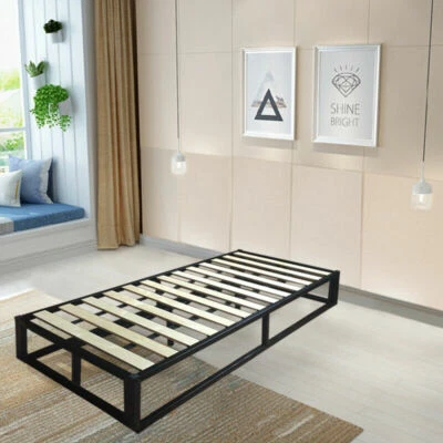 £312.99 • Buy Black Metal Steel Low Modern Bed - Guest Loft Attic Storage Single Double King 