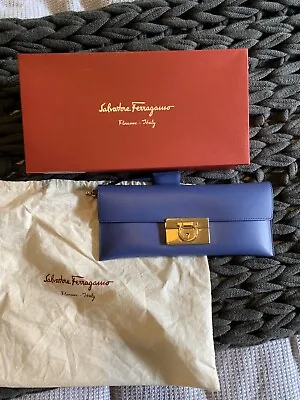 Authentic Salvatore Ferragamo Royal Blue Clutch Bag • $400