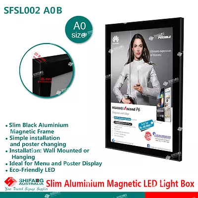 A0 Black Slimline Aluminium Magentic LED Light Box/Menu Board/LED Display  • $635