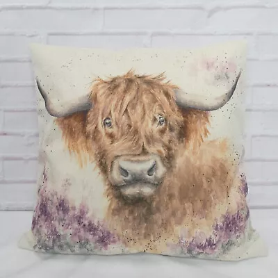 Highland Cow Heather Cushion Cover Decorative Country Animal Print Farmhouse 18  • £12.99