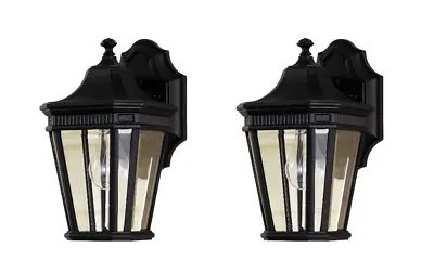 Feiss OL5400BK Cotswold Lane Outdoor Patio Lighting Wall Lantern Black 2-Light • $143.96