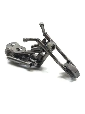 Scrap Metal Motorcycle Figurine Steel Bike Nuts And Bolts Chopper Sculpture • $69.95