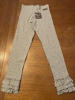 New Matilda Jane Girls Solid Heather Gray Triple Ruffle Pants Size 8 • $19.99