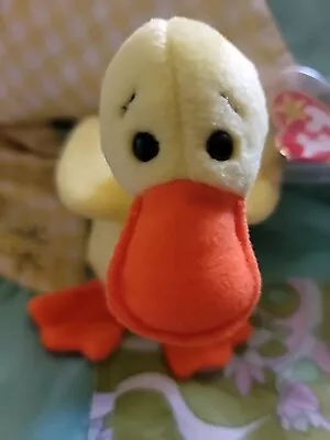 TY Original Quackers Beanie Baby Duck Retired 1994 With Tags Stuffed Animal Toy  • $4.99