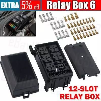 Fuse Relay Box 6 Relay Holder 12V Fuse Box 6 Way Fuse Holder Fuse Block Car Boat • $17.95