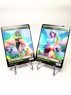 Altered Magic The Gathering SHEEP TOKENS WAIFU Layered With Printed Foil Vinyl • $5.99