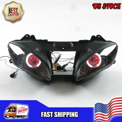 $269 • Buy MSB Front HALO Red Angel Eye Headlight Fit For Yamaha 2008-2016 YZF R6 Y014