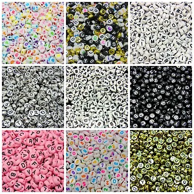 500 Pcs 7mm Random Mixed 7mm Round Alphabet Letter Beads Kids Beading Crafts ML • £5.99