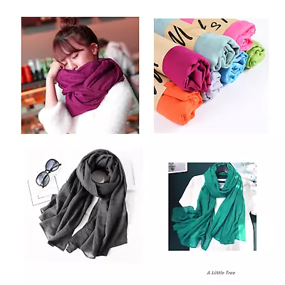 New Chiffon Plain Scarf Hajib High Quality Lady Women Soft Scarves Shawl Wrap • £3.49