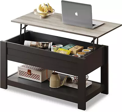 WLIVE Modern Rustic Coffee Table With Storage Shelf And Hidden CompartmentWood  • $103.99
