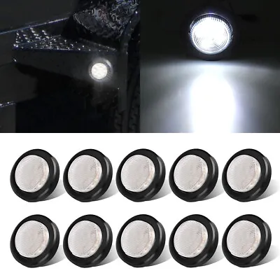 10X 2  Inch Round Truck Trailer White LED Side Marker Reverse Backup Lights 12V • $29.95