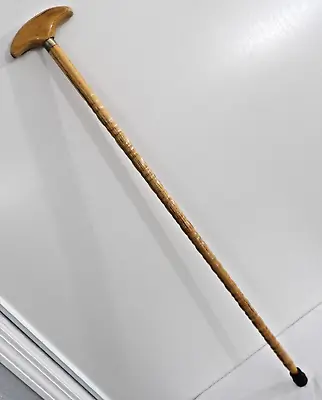 Antique Vintage Carved Hardwood Walking Stick Cane Oak Hand Turned Double Handed • $8.83