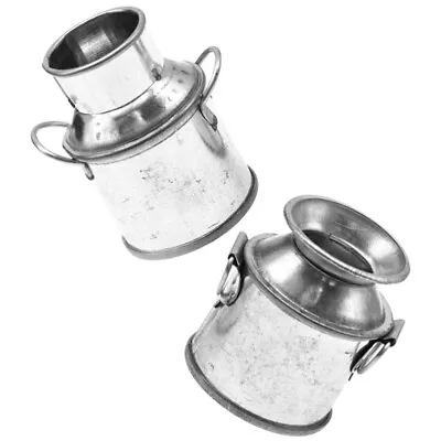 2Pcs Metal Milk Can Galvanized Vase Shabby Chic Jug For Home Decor-SC • £8.59