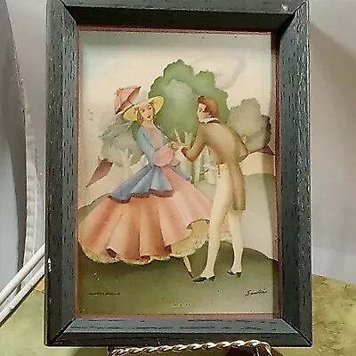 Victorian Couple Courting LITHO 4.5x6.25  Framed 8x6 SANDRE Morris & Bendien • $9