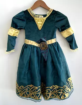 DISNEY Brave Princess MERIDA Dress Costume Green/Gold Size 4 • $29.95