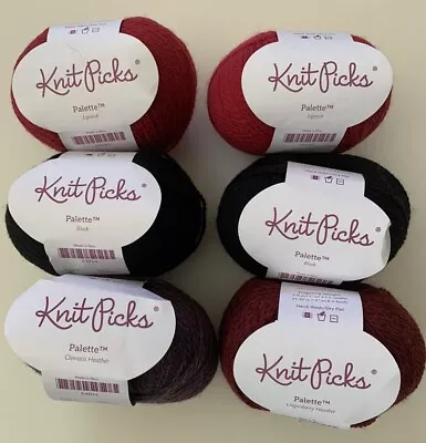 Knit Picks Palette Yarn Lot Of 6 Skeins Peruvian Highland Wool Fingering Weight • $29.95