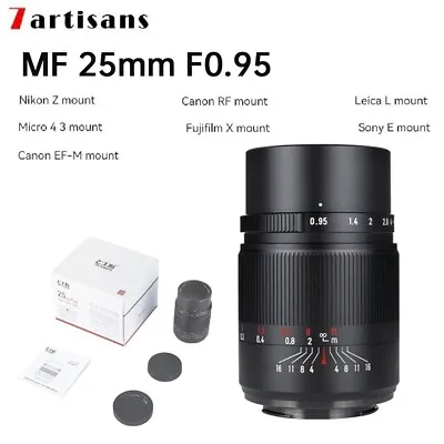 7artisans 25mm F0.95 APS-C Portrait Lens For Sony E/M43/Z/EOS-M/FX/RF/L Mount • $293.55