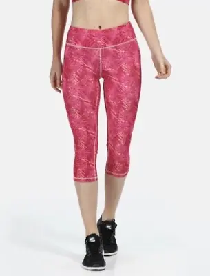 Regatta Womens 3/4 Sport Leggings High Waist Pink / Red Cropped Pants Size 14 • £7