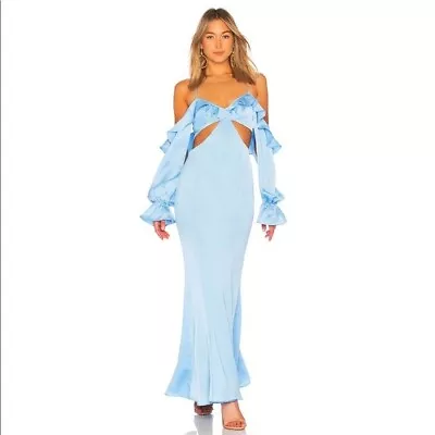 NEW NWT MAJORELLE Baby Blue Off The Shoulder Cutout Midi Dress Sz M • $74.99