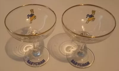 Vintage Pair Of Glass Babycham Gold Rimmed Drinks Glasses Bambi Deer Fawn (B)  • £12.99