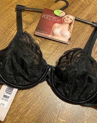 £5 • Buy M&S 34 B Black Sexy Embroidered Mesh & Lace Diamante Underwired Bra BNWT £13