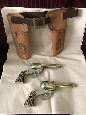 Vintage Original 1958 MATTEL FANNER 50 SHOOTIN SHELL Cap Gun Leather Holster Set • $150