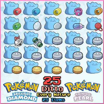 25 Ditto All Nature 6IV Item Bundle Pokemon Brilliant Diamond Shining Pearl BDSP • $38.30